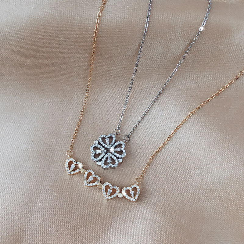 Four Leaf Clover Necklace Magnetic Heart Necklace