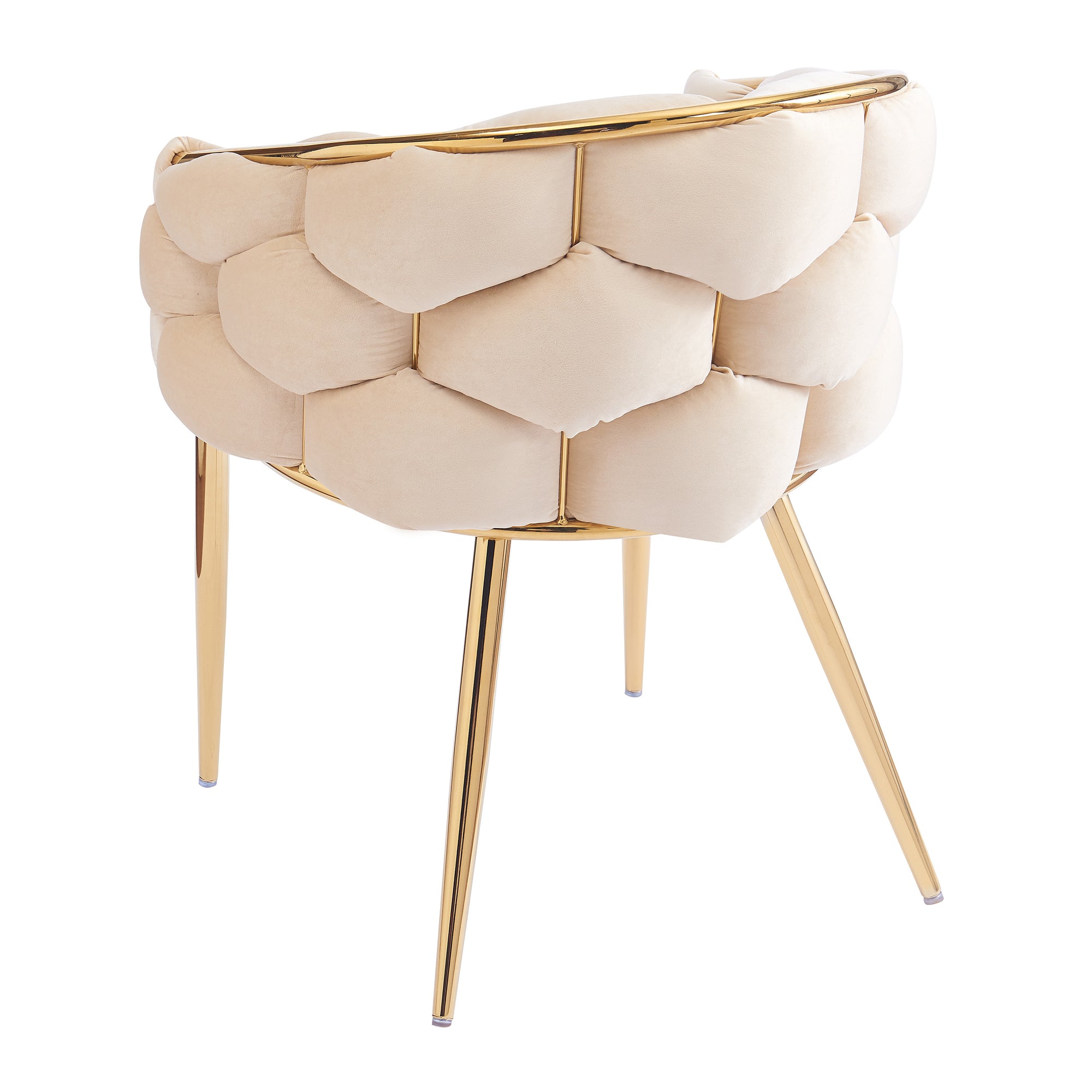 Luxury Beige Velvet Accent Chair with Gold Legs