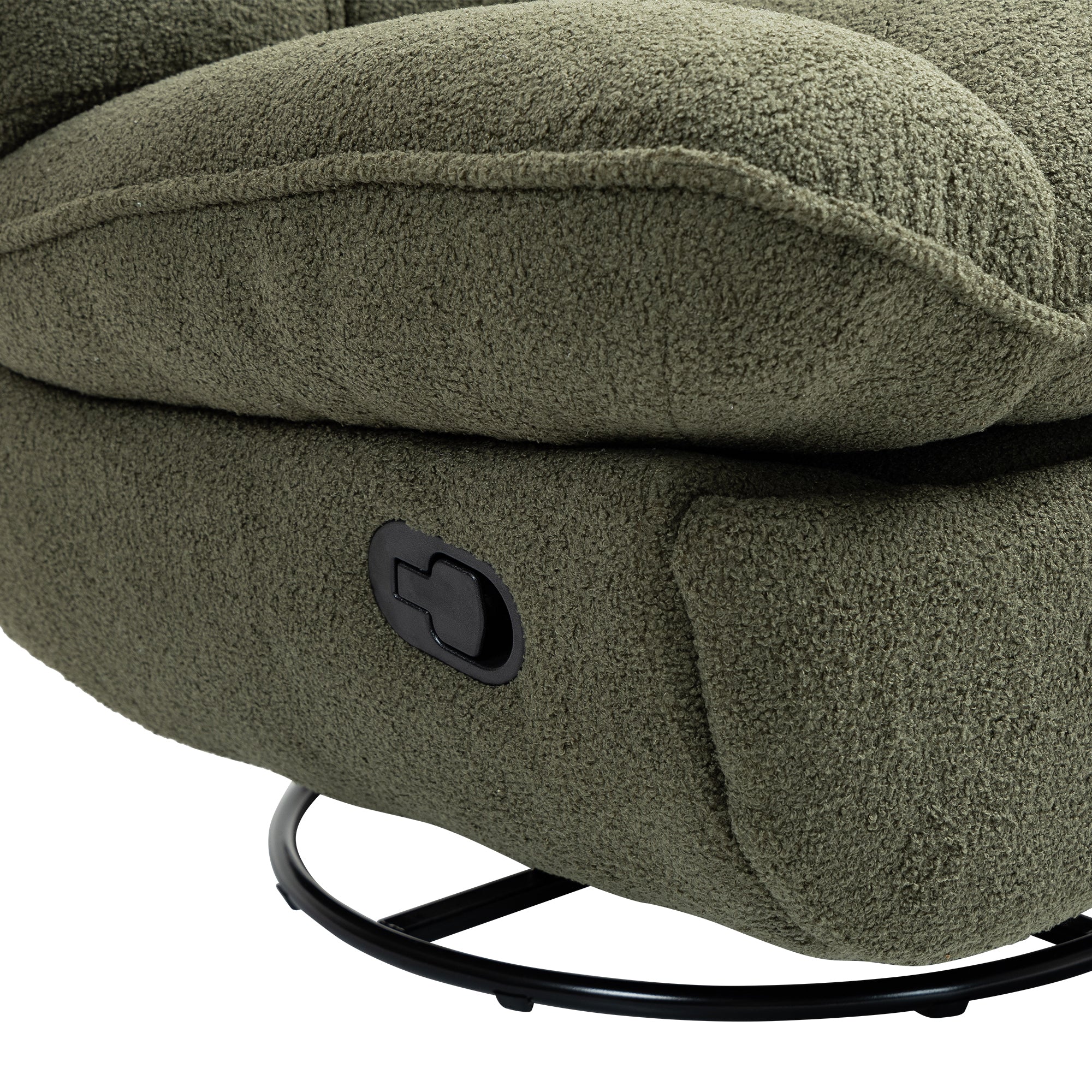 Army Green Upholstered Push-Back Recliner with Glider & Swivel