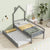 Twin House Wooden Daybed with Trundle and Guardrails in Gray