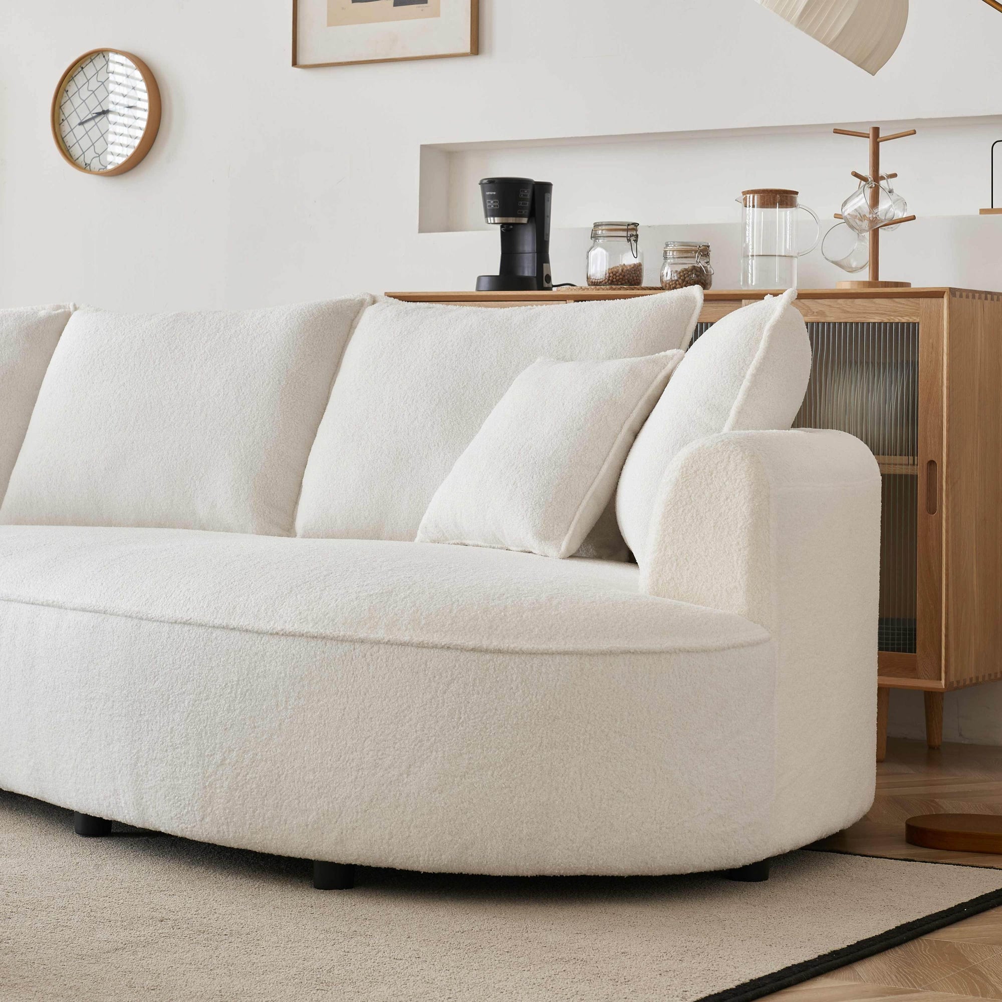 Geneva Oversized Sherpa Fabric Sofa in White