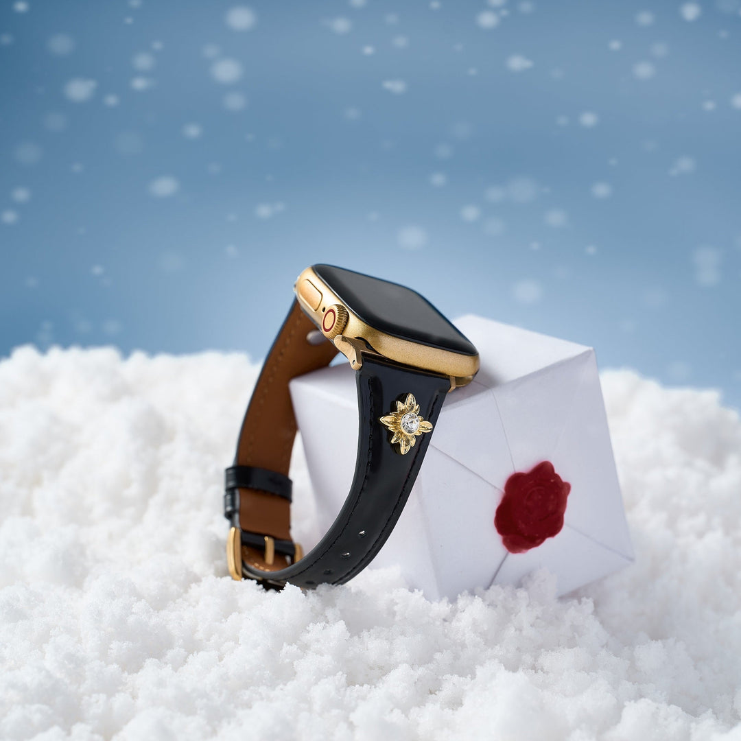 Elegant Leather Floral Apple Watch Bands for Women