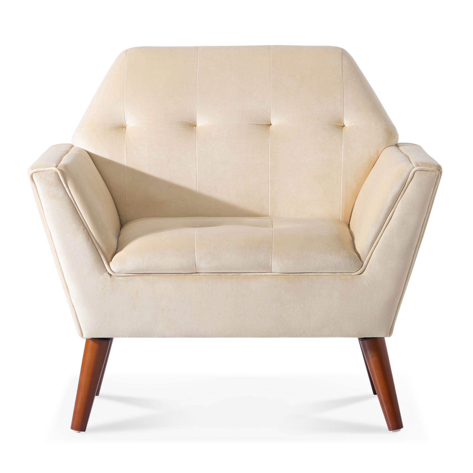 Beige Upholstered Chair with Birch Legs