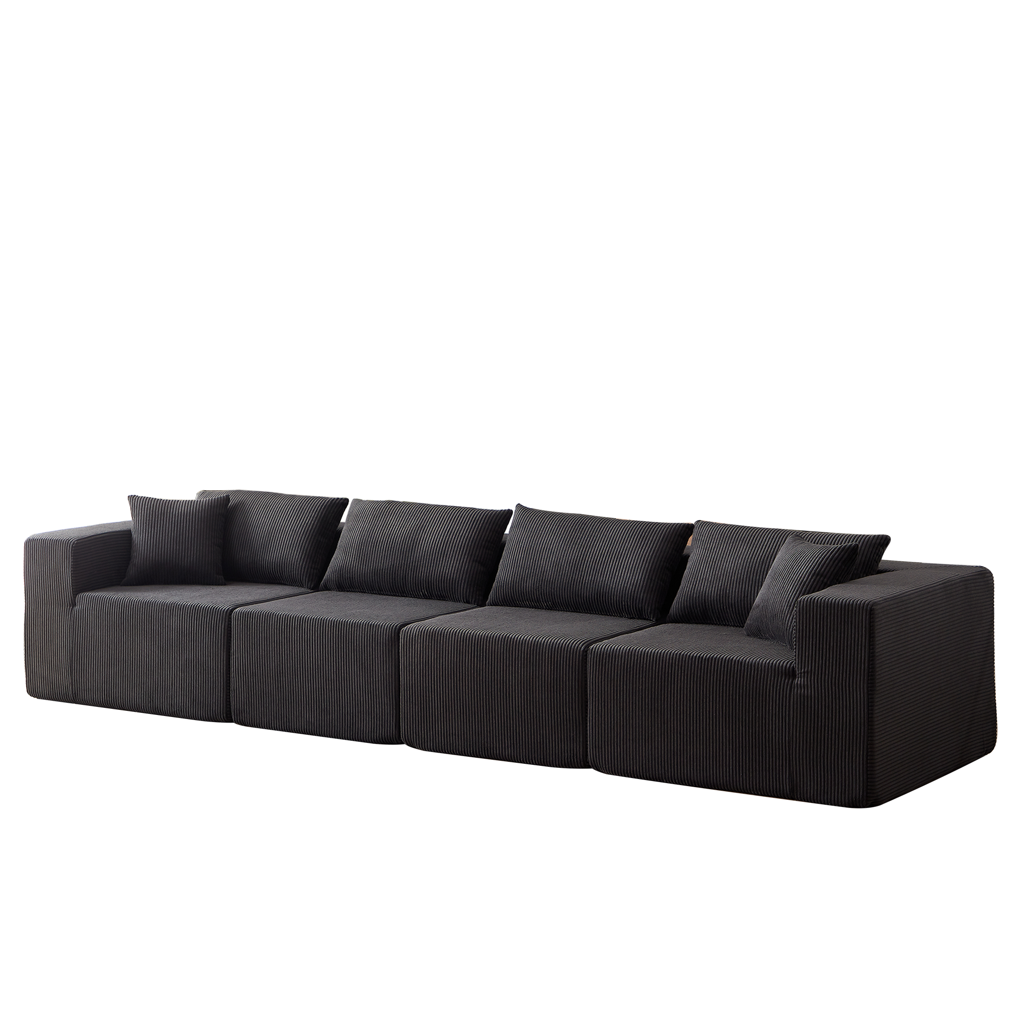 Nairobi 4-Seat Minimal Modular Sectional Sofa in Black