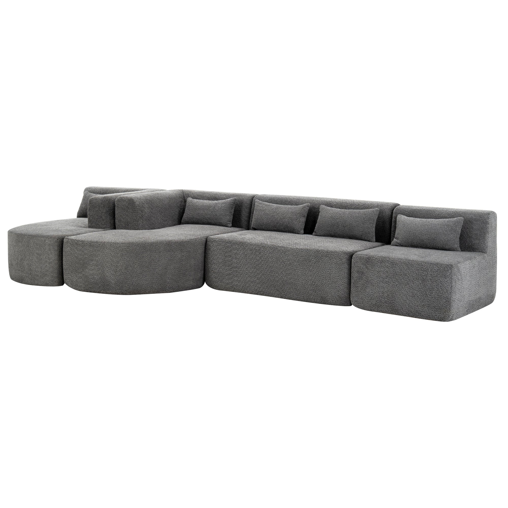 Copenhagen Modular Bouclé L-Shape Sofa in Light Gray