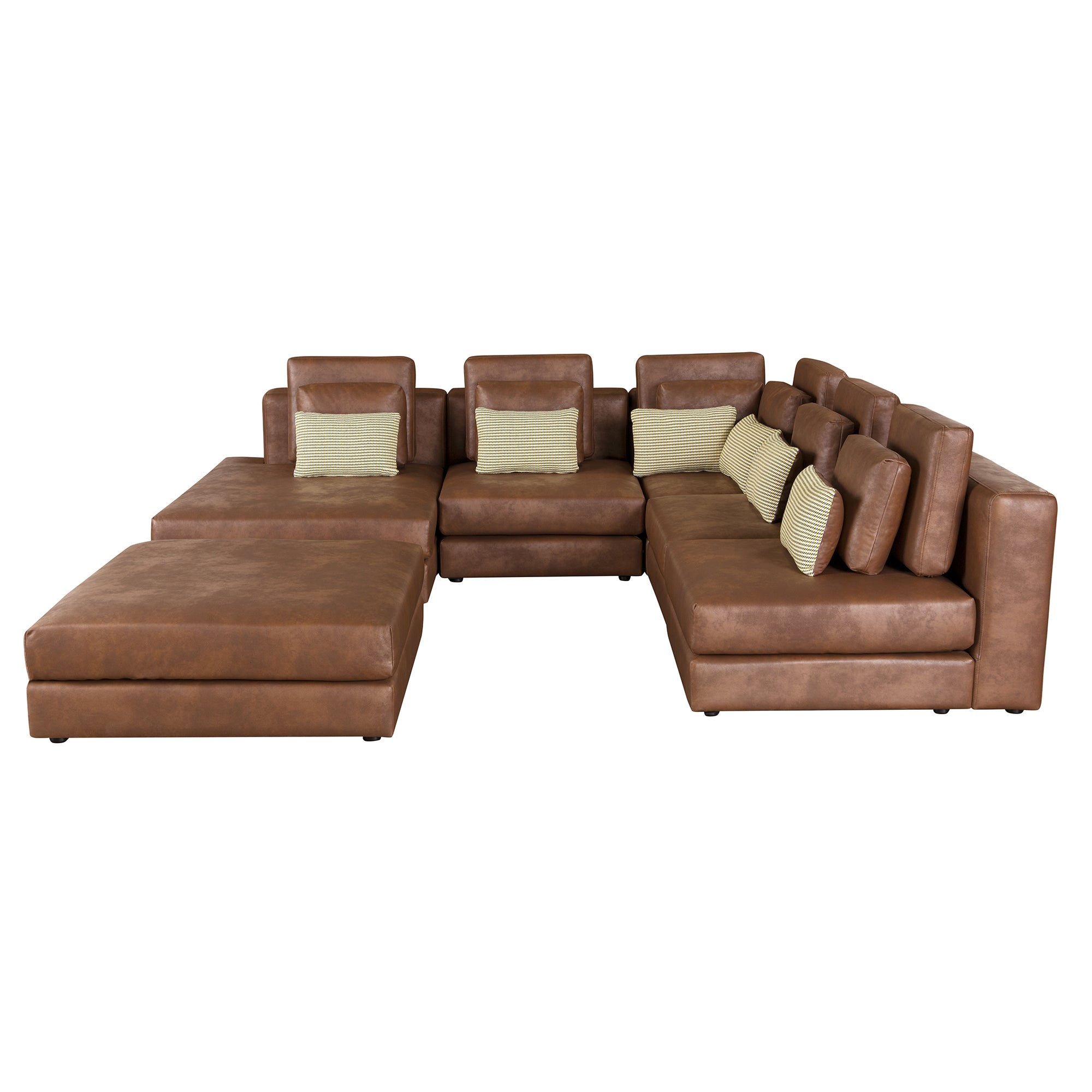 Casablanca Modular Sectional Sofa with Movable Ottoman in Brown Palomino