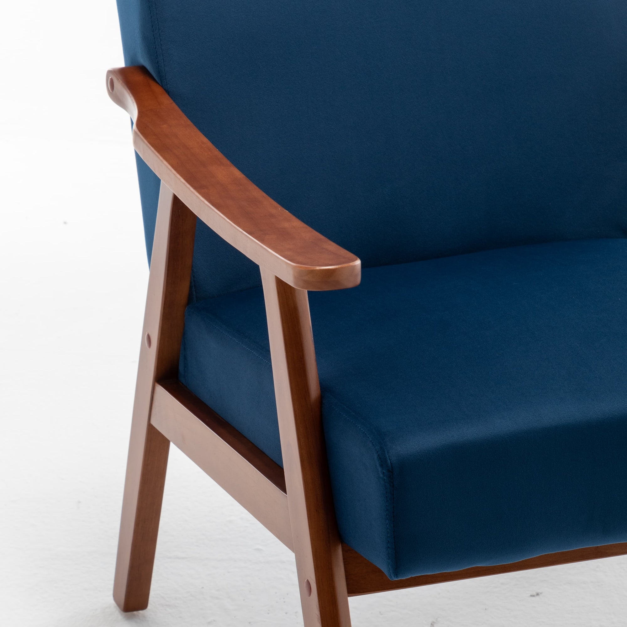 Mid-Century Modern Accent Chair - Solid Wood Frame, Extra-Thick Backrest, Ideal for Living Room, Bedroom, or Reading Room