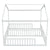 White Double Twin House-Style Toddler Floor Bed with Fence & Guardrails