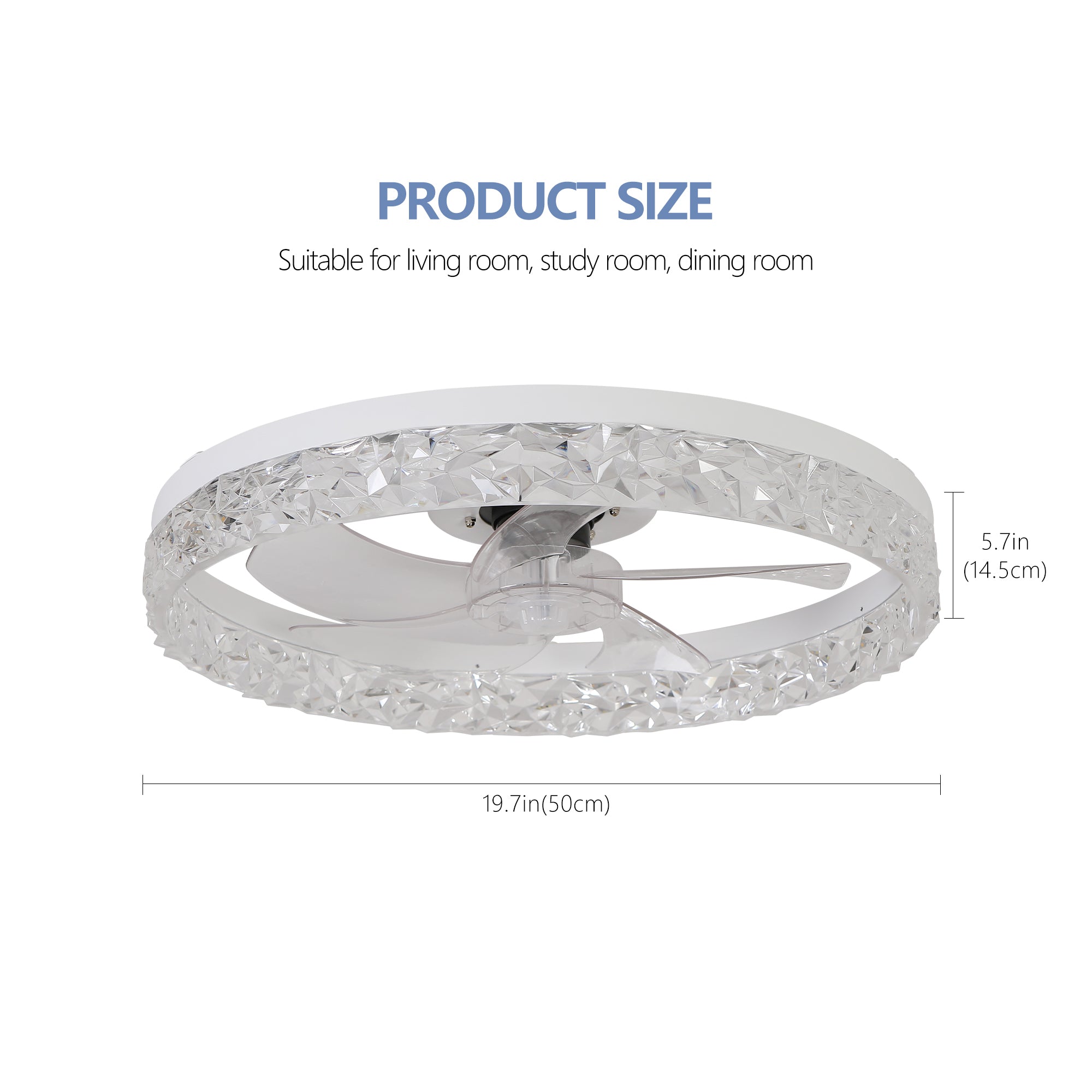 Modern Acrylic Ceiling Fan Light with Dimmable LED and Remote Control