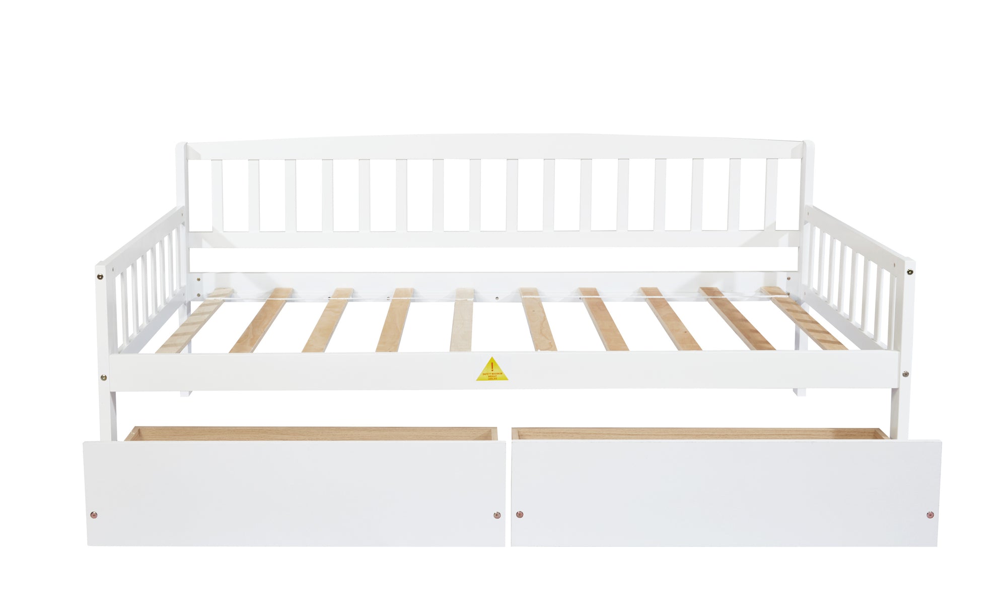 Twin-Size Pine Wood Daybed with Two Storage Drawers In White