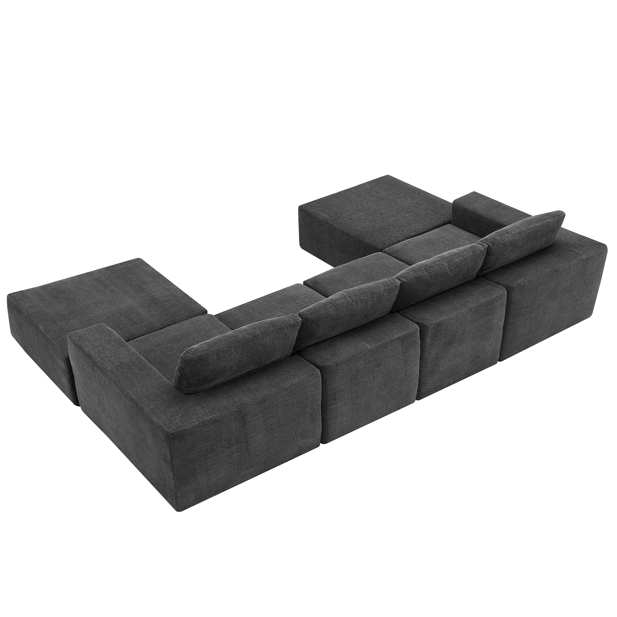 Tangier 6-Seat Modular U-Shape Sofa in Dark Gray