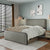 Gray Queen Metal Bed Frame with Upholstered Headboard