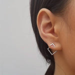 Load image into Gallery viewer, Connecting Rhombus Minimalist Geometric Earrings
