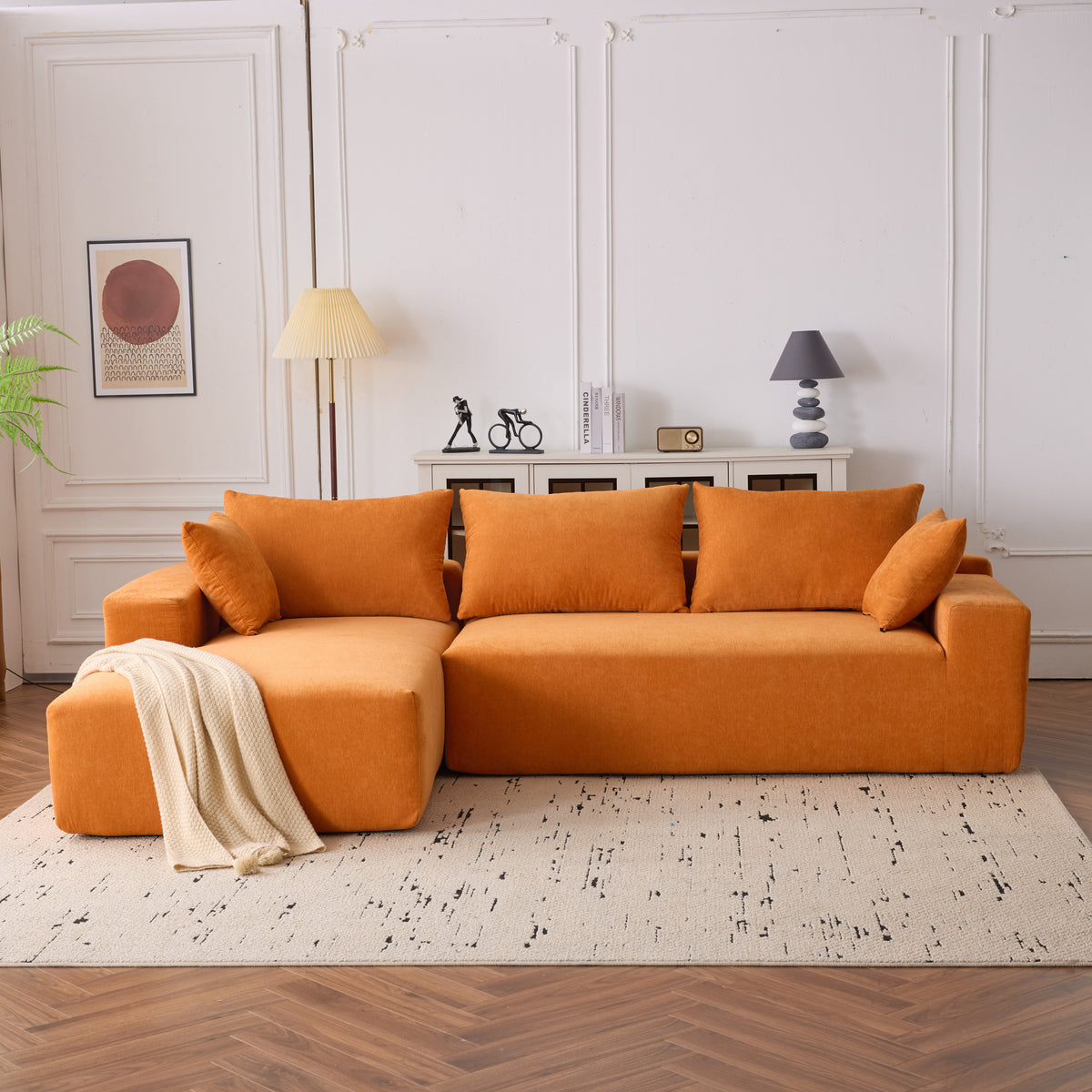 Dakar 4-Seat Minimalist Modular Sofa in Orange