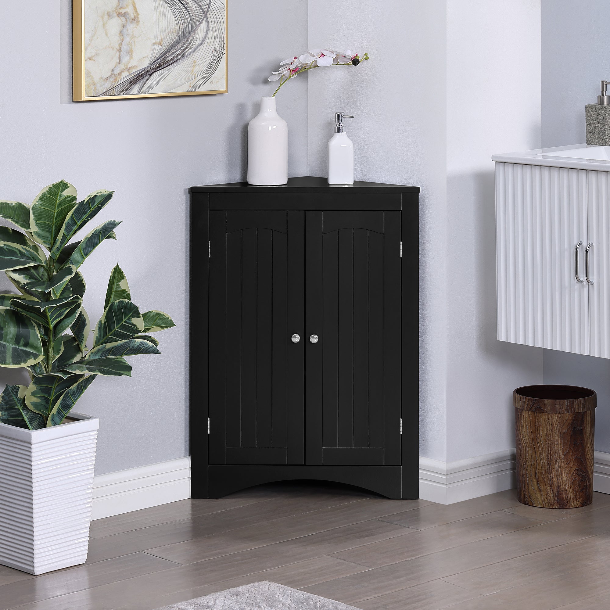 Multifunctional MDF Sideboard Cabinet with Doors and Shelves In Coffee