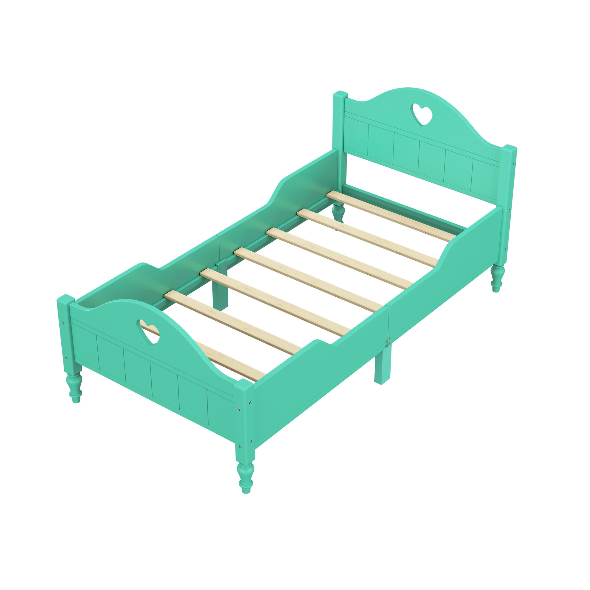 Seasoft Green Twin Macaron Toddler Bed Frame with Safety Rails