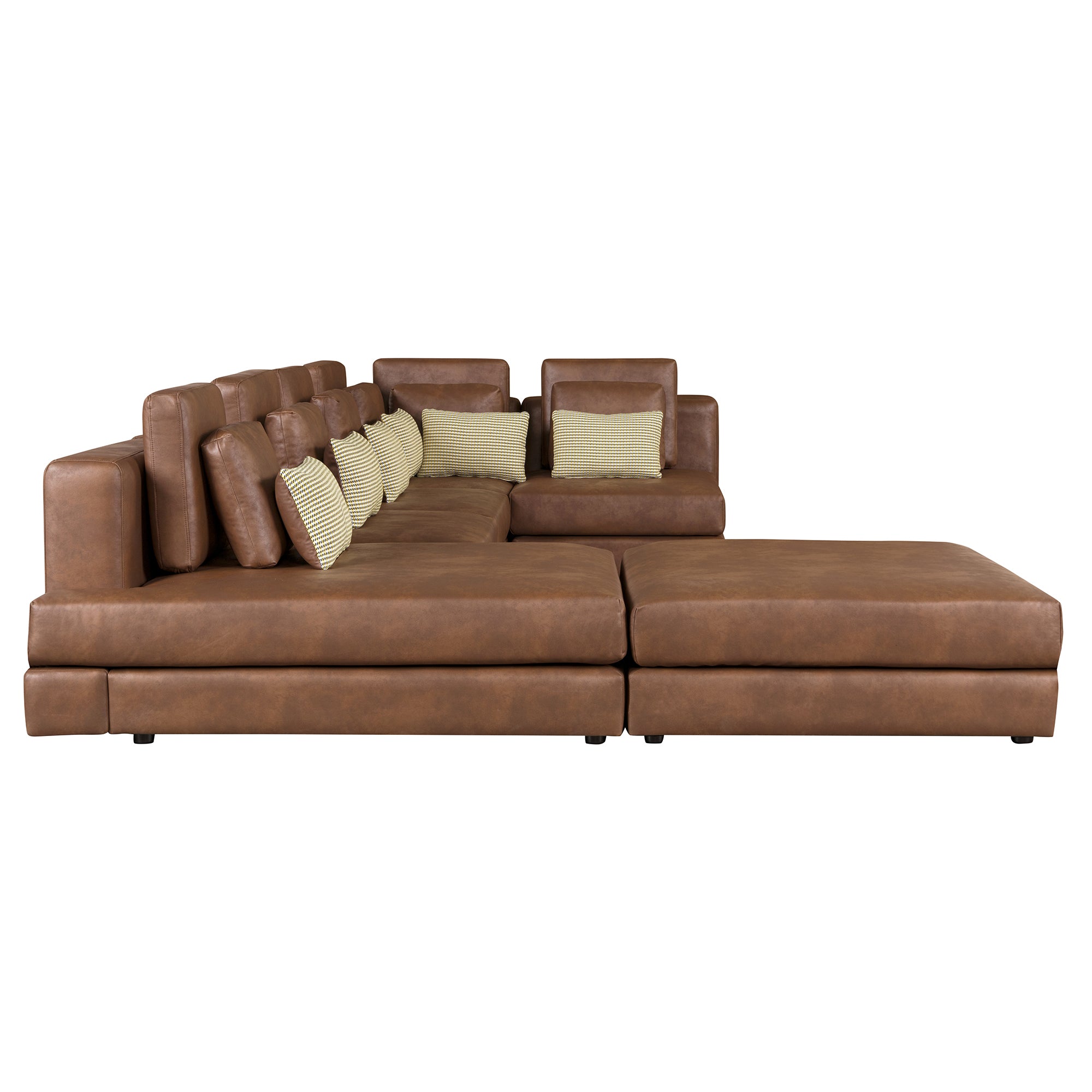 Casablanca Modular Sectional Sofa with Movable Ottoman in Brown Palomino