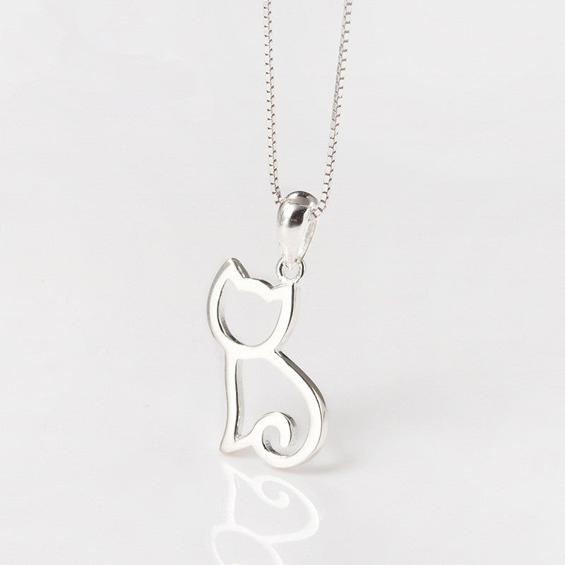 Cute Cat Pendant Hollow Necklace