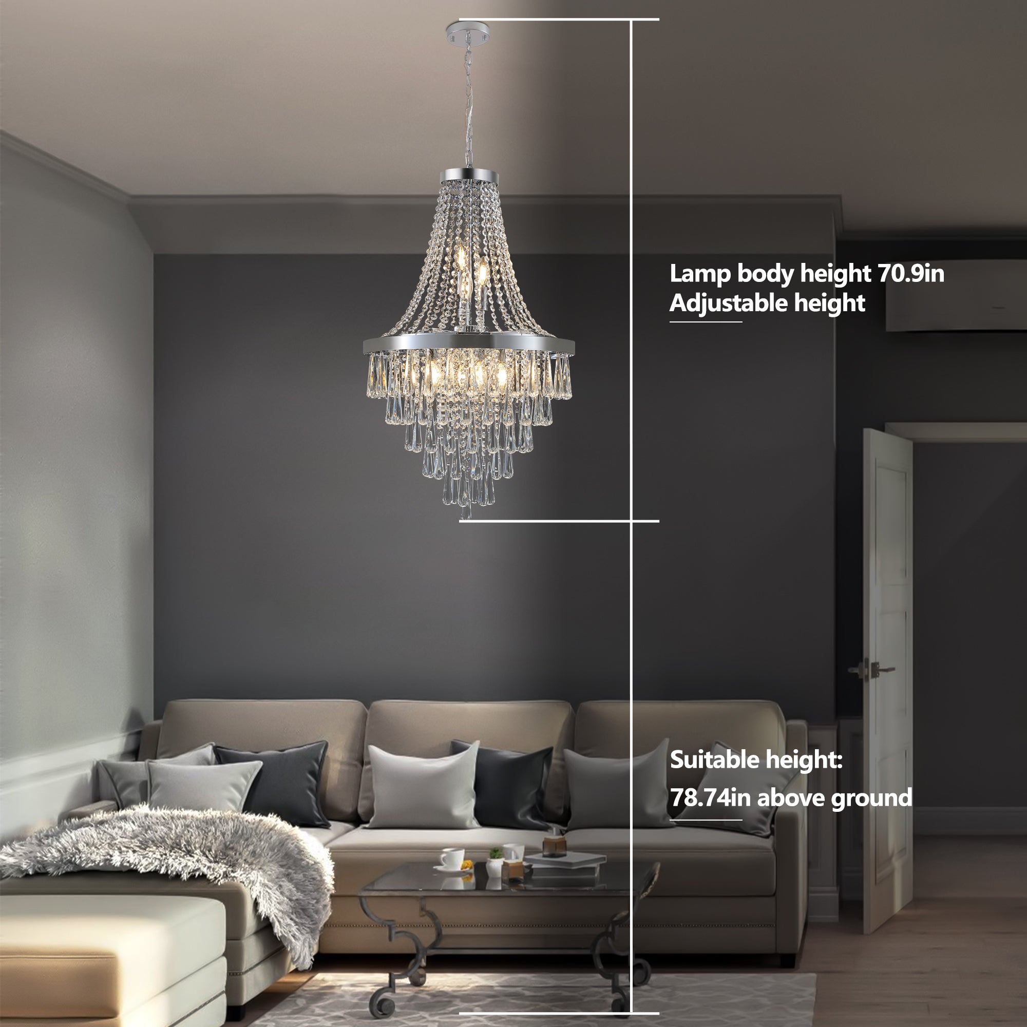 Chromium 19.7-Inch Crystal Chandelier