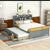 Full Size Bed with USB & Type-C Ports, LED Light, Bookcase Headboard, Trundle, and Storage Drawers