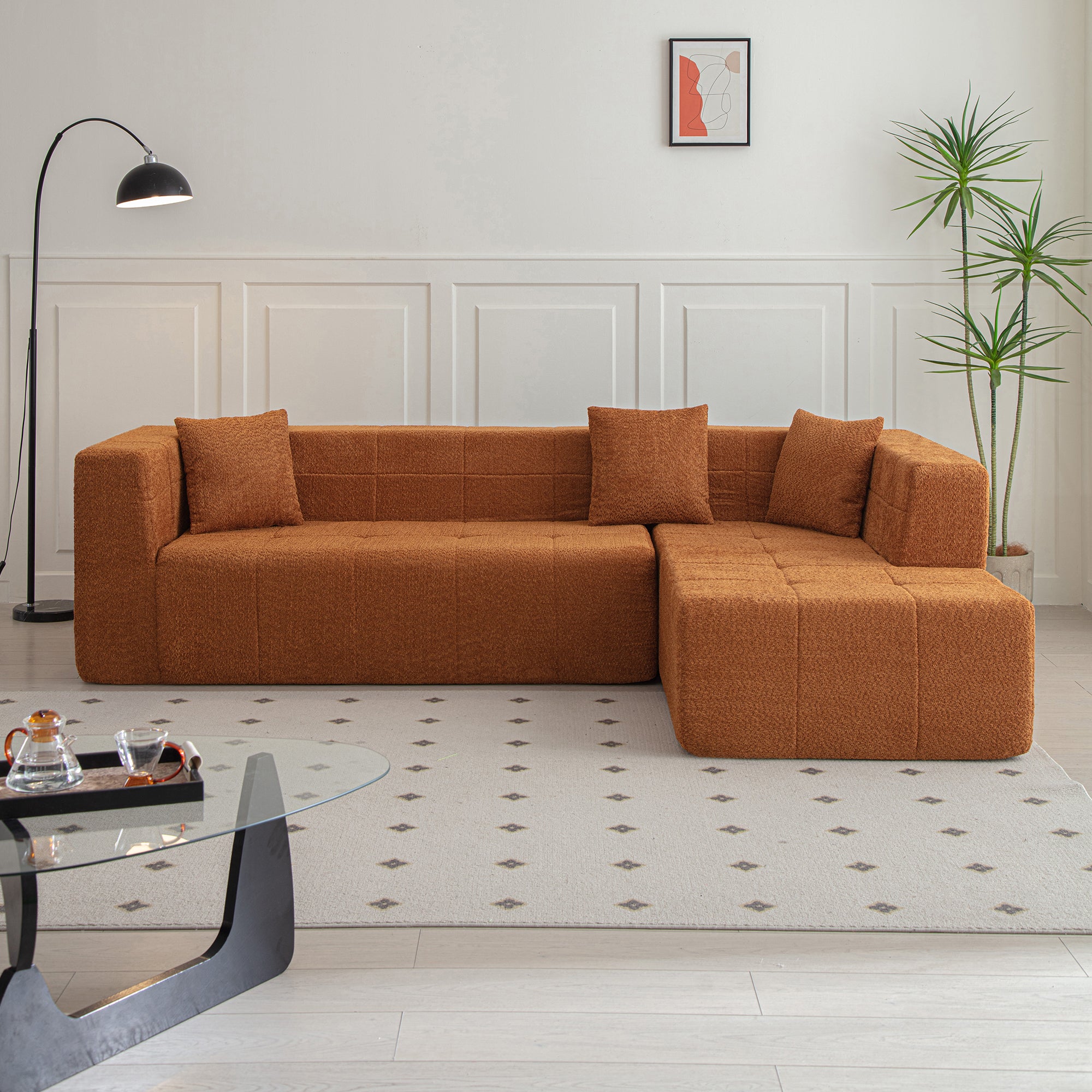 Harare 3-Seat Modular Sofa in Burnt Orange Brown