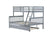 Convertible Gray Twin Over Full Rubber Wood Bunk Bed with Trundle