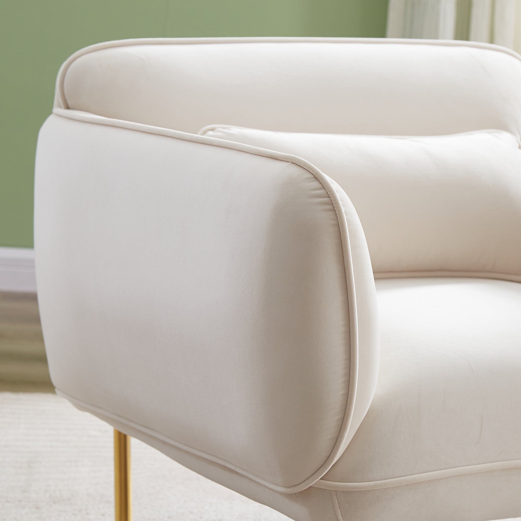 Oversized Beige Velveta Armchair