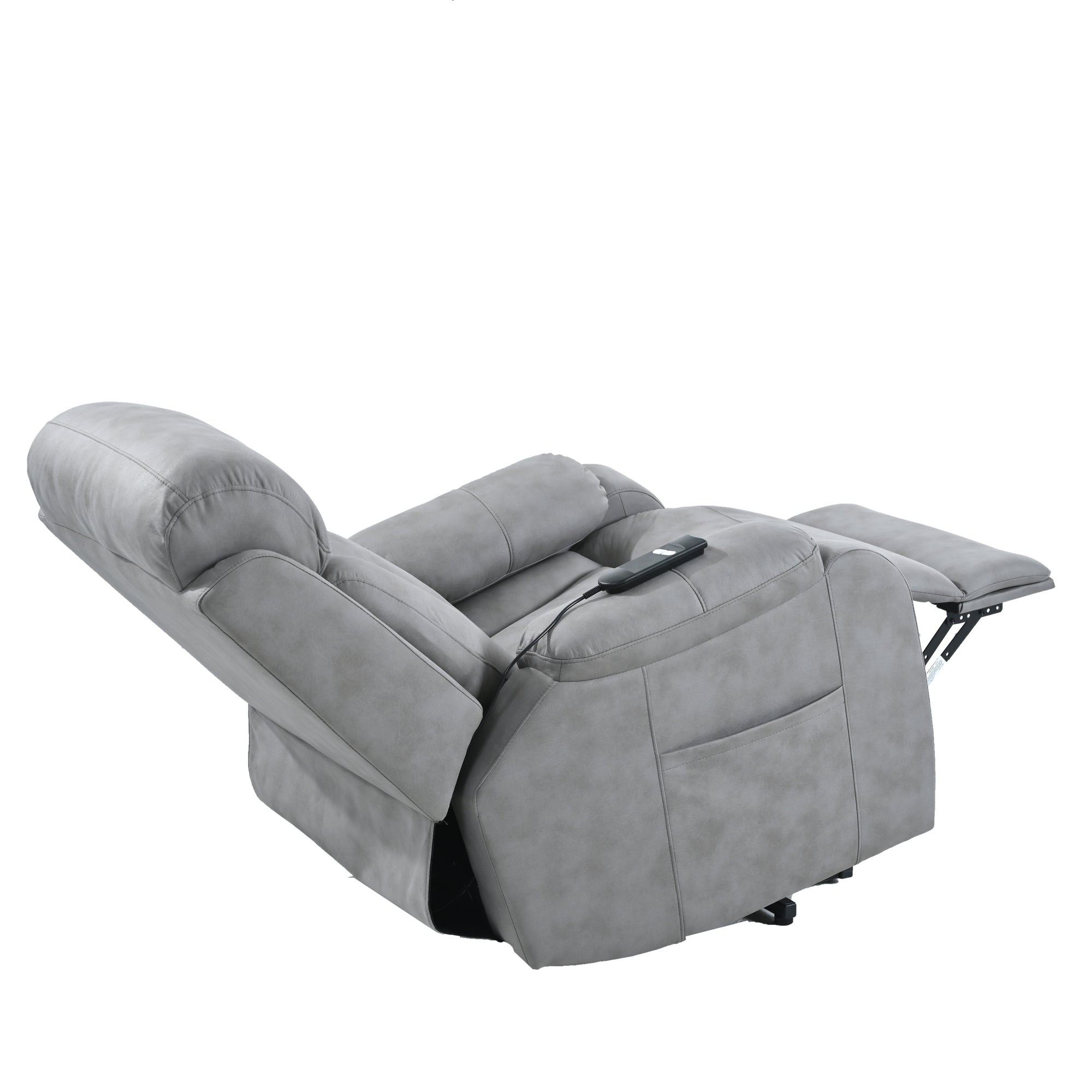 Electric Power Lift Recliner Chair for Seniors - Light Gray Fabric, Remote Control, Side Pocket, Ideal for Elderly Comfort