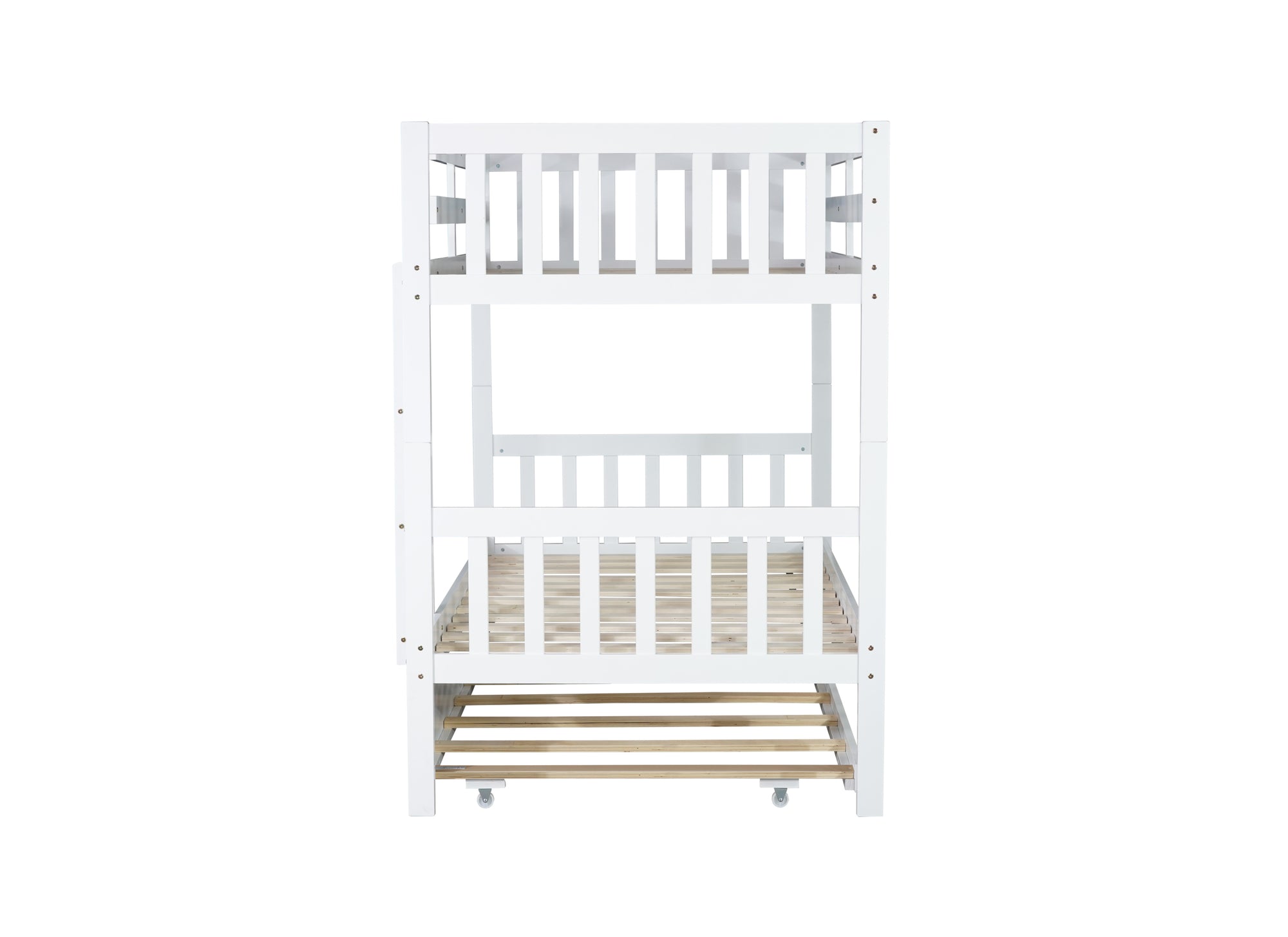 Convertible Twin Over Twin Rubber Wood Bunk Bed with Trundle