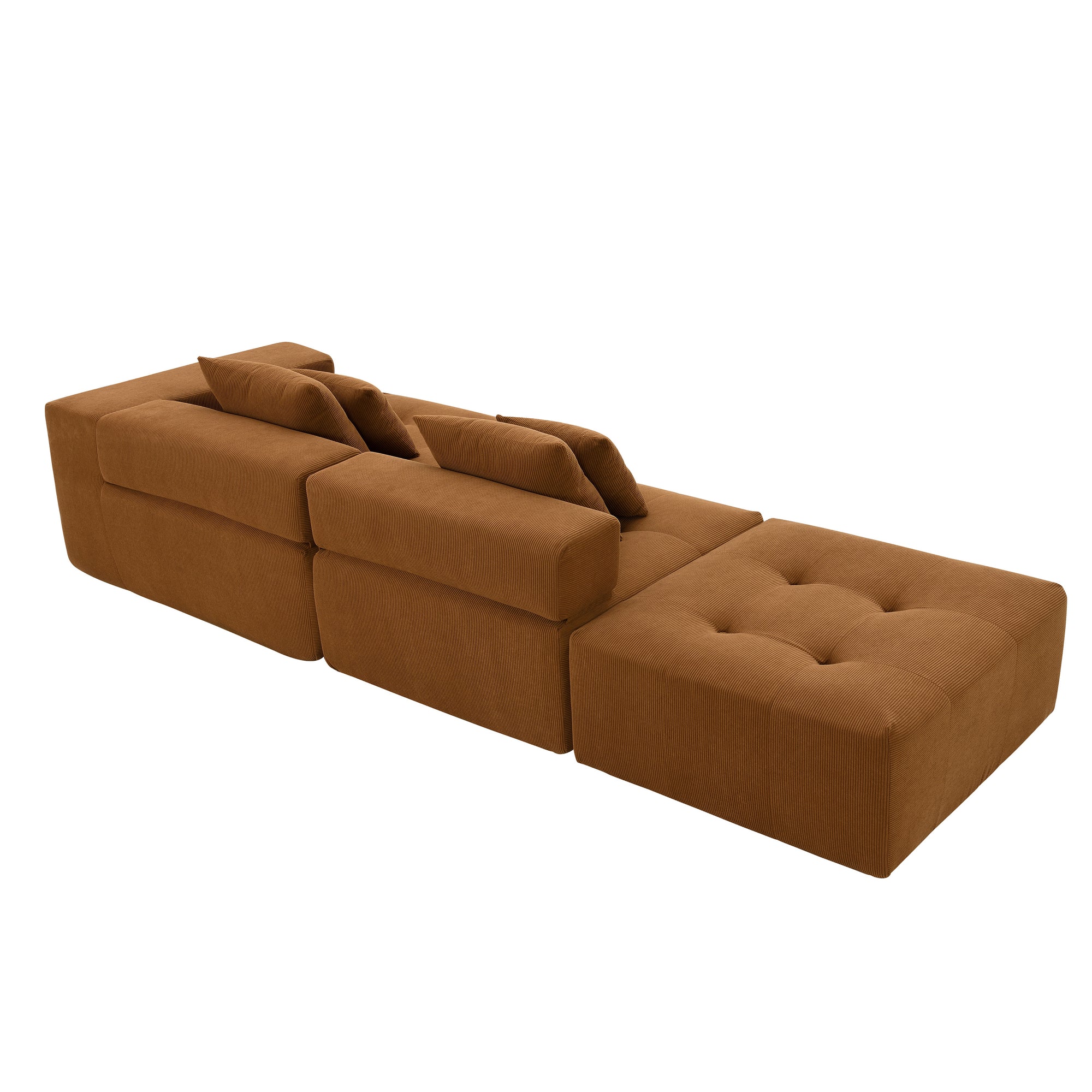 Maputo 4-Seat Modular Sofa in Burnt Orange Brown