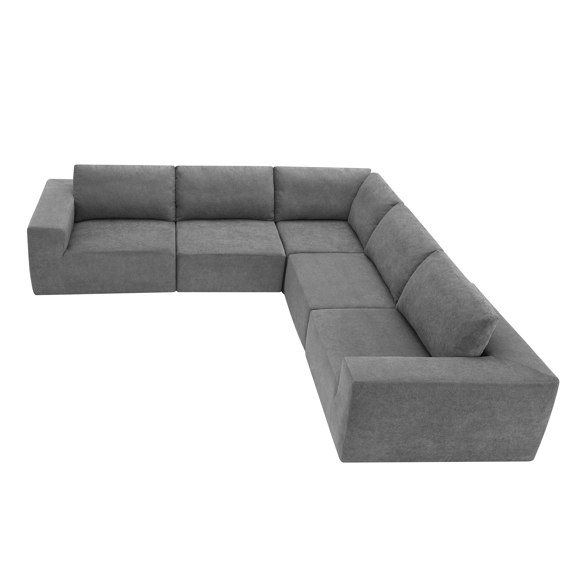 Kyoto Modular Sectional Sofa with Terrycloth Fabric in Gray