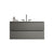 Wall Mount Space Grey Bathroom Vanity with Ceramic Sink and Three Faucet Holes Large Storage Floating Design In Space Grey