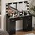 47.2 Vanity Desk with Large Mirror and Adjustable Brightness 3 Colour Lighting Modes Dresser with 3 Drawers and 2 Cabinets In Black