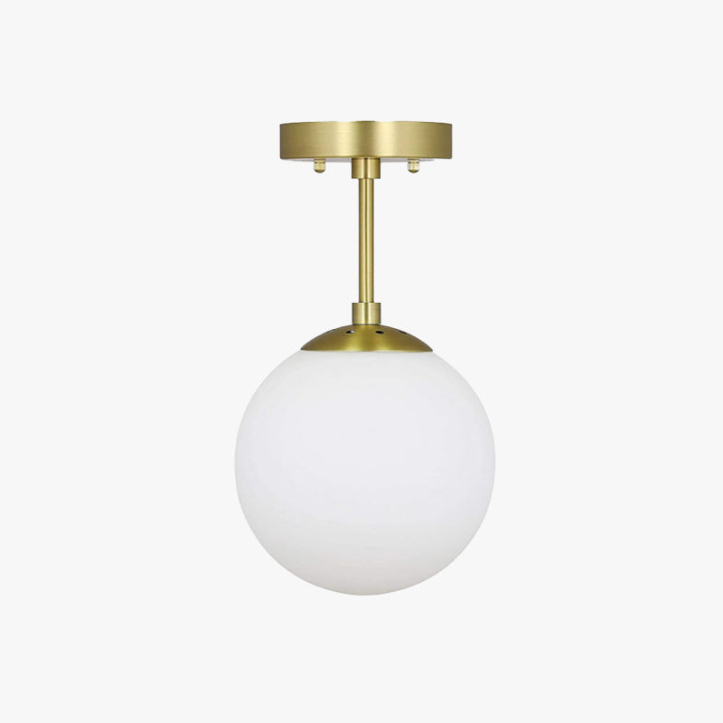 Spherical Semi-Flush Mount Ceiling Light in Gold & Black