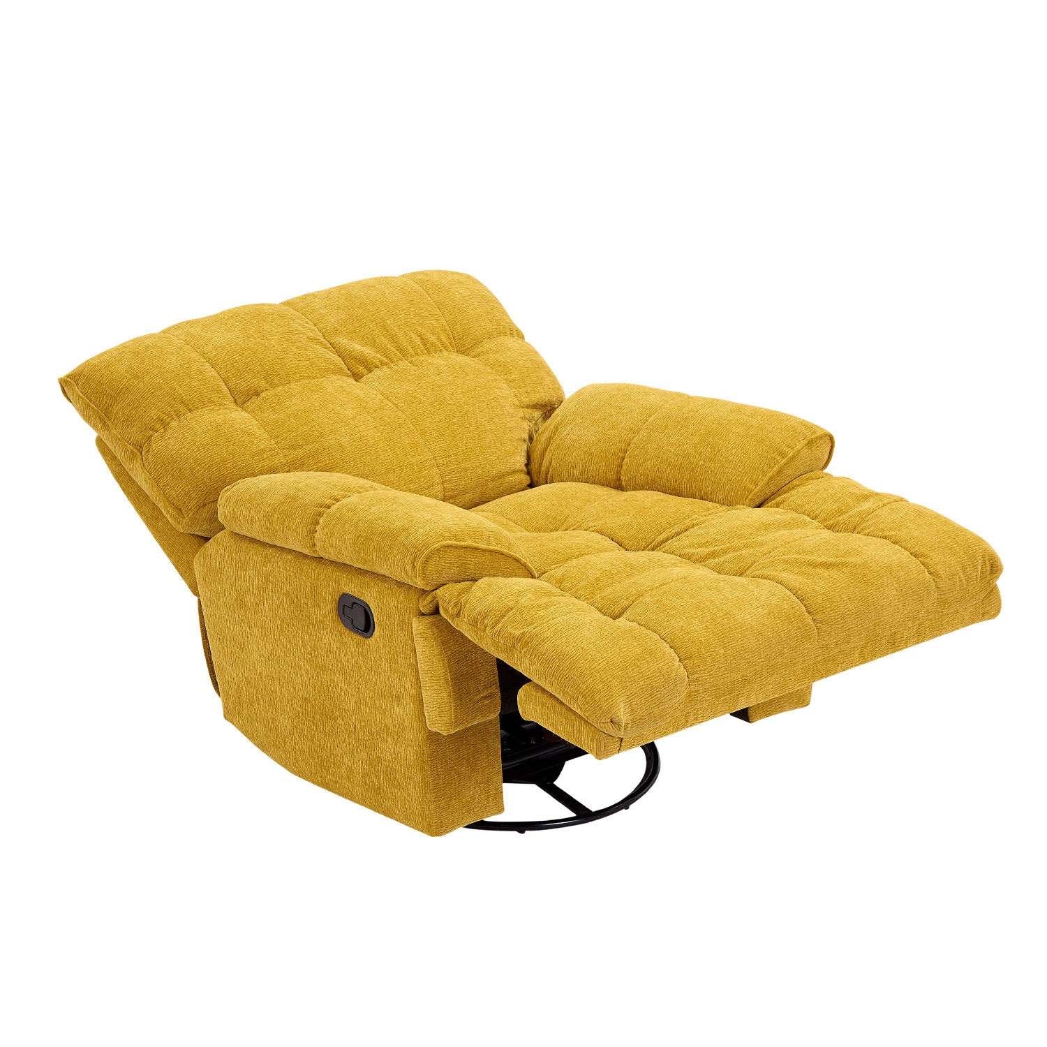 Overstuffed Ergonomic 360 Degree Swivel Rocking Recliner In Yellow