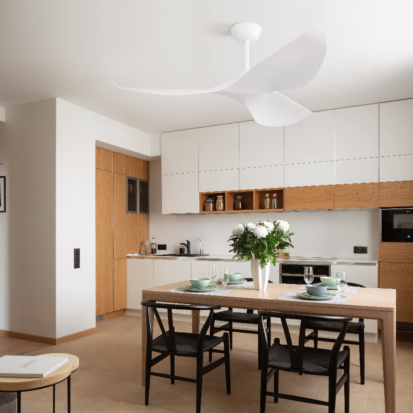 38" Modern Sleek White Ceiling Fan with Remote