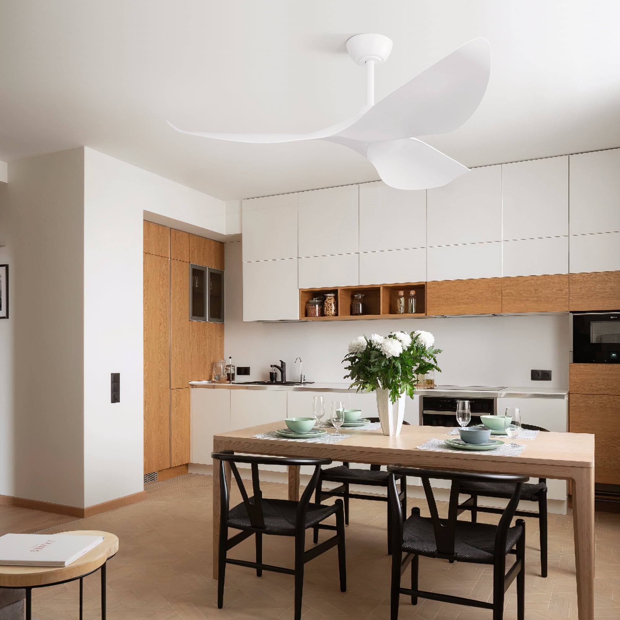 38" Modern Sleek White Ceiling Fan with Remote
