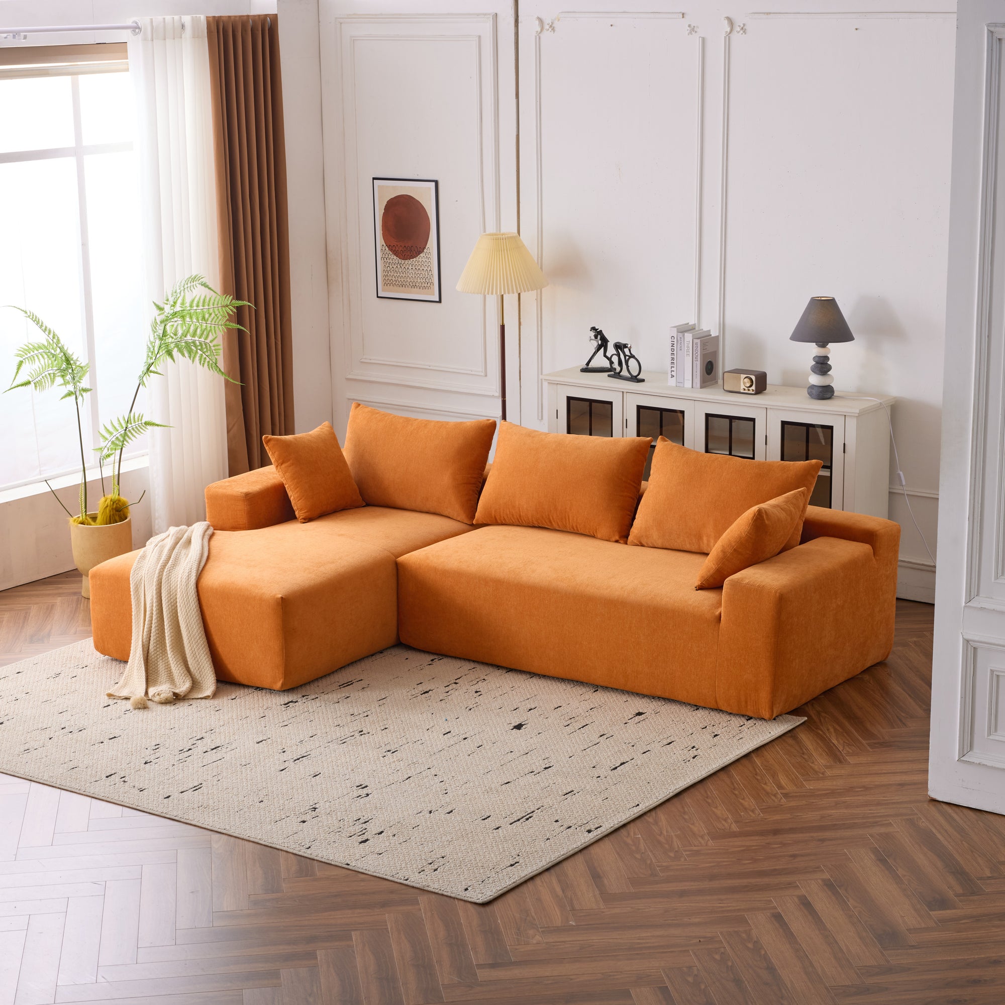 Dakar 4-Seat Minimalist Modular Sofa in Orange