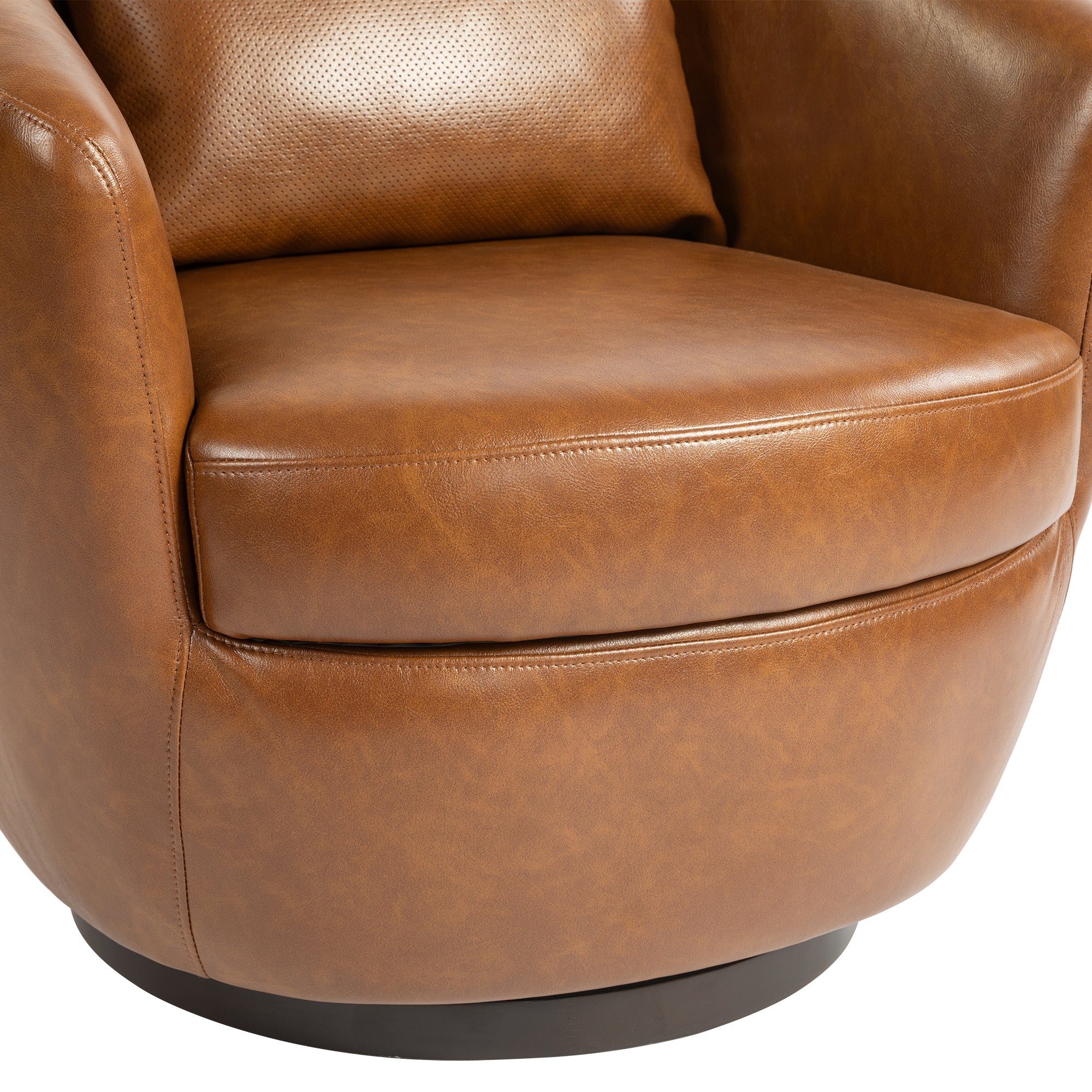 Light Brown Upholstered Accent Swivel Chair