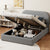 Full Size Teddy Fleece Upholstered Lift-Up Bed with Under Storage & Curved Headboard in Gray