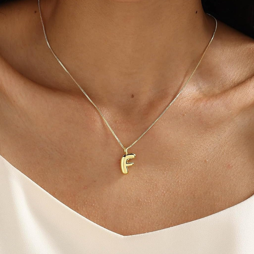Chunky feminine letter initial necklace