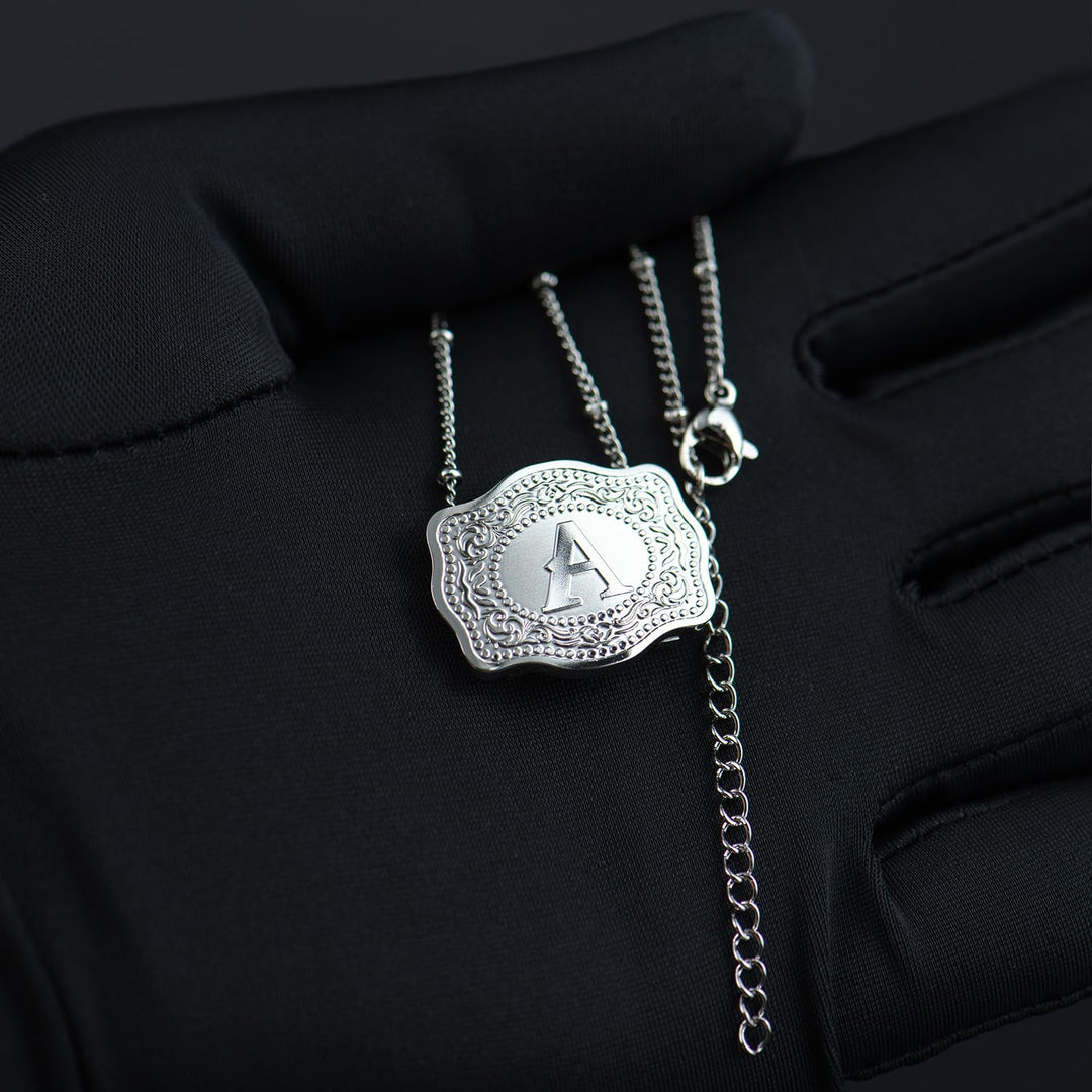 Dainty Belt Buckle Letter Initial Necklaces