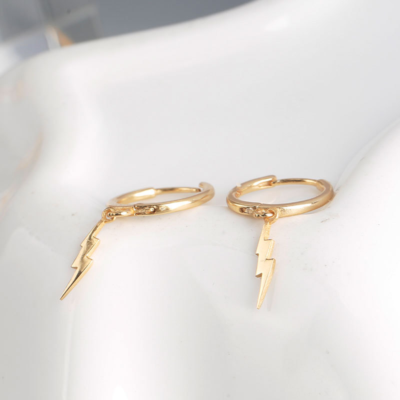 Lightning Hoop Earrings Lightning Bolt Earrings