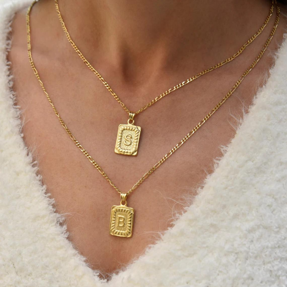 Vintage Initial Card Necklace Personalised Letter Card Necklace