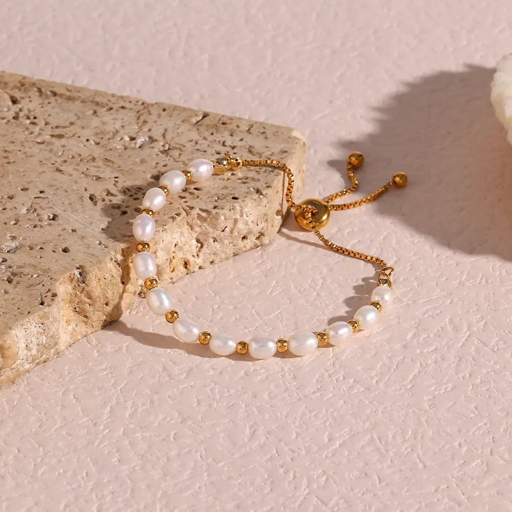Dainty Pearl Charm Bracelet