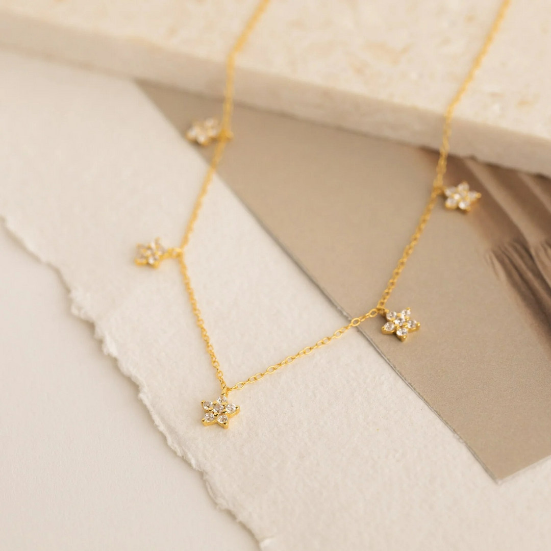 Dainty Diamond Flower Necklace