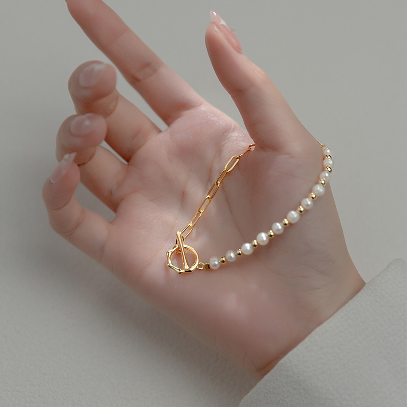 Half Pearl Bracelet Half Pearl Link Bracelet