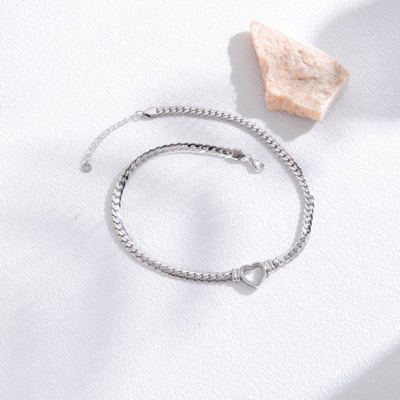 Gold Hollow Heart Bracelet Open Heart Bracelet