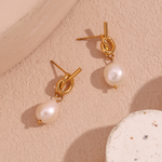 Load image into Gallery viewer, Knot Pearl Earrings Knot Pearl Stud Earrings

