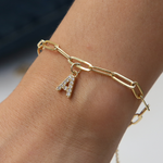 Load image into Gallery viewer, Dainty Paperclip Letter Initial Bracelet
